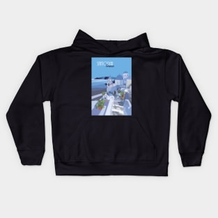 Santorini Greek Summer Holiday Illustration Kids Hoodie